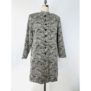 NEW Coldwater Creek Womens Petite Medium Paisley Winter Swirl Brocade Coat Jacke